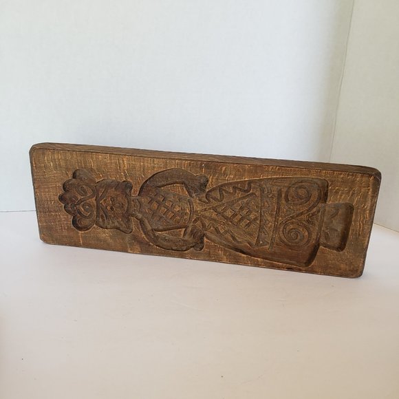 Pair Vintage Hand Carved Wooden Cookie Biscuit Baking Molds Boy and Girl - Picture 6 of 7